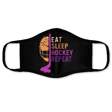 Discover Eat Sleep Hockey Repeat Face Masks