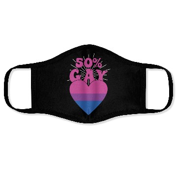 Discover 50% Gay Bisexual Pride Flag Heart LGBTQ Face Masks