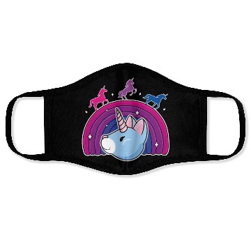 Discover Kawaii Bisexual Pride Unicorn Bi Rainbow Face Masks