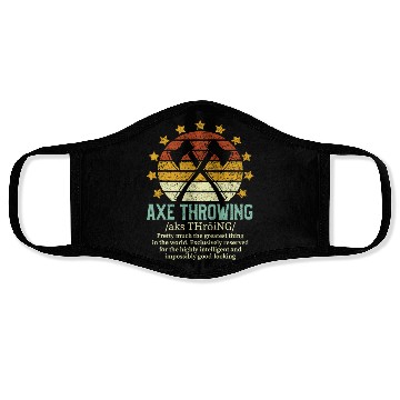 Discover Axe Throwing Funny Fake Definition Hatchet & Ax Th Face Masks
