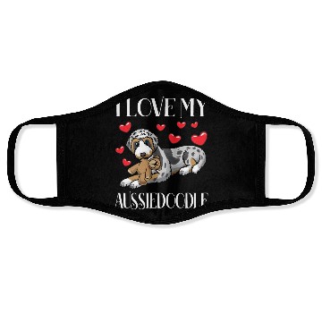 Discover Aussiedoodle Dog With Stuffed Animal Face Masks