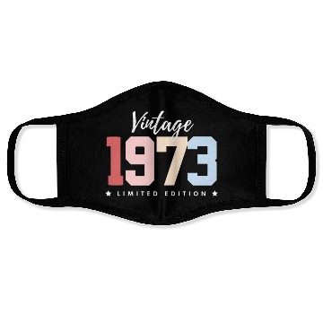 Discover 50 Years Vintage 1973 Retro 50th Birthday Face Masks