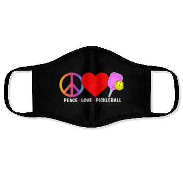 Discover PEACE LOVE PICKLEBALL Face Masks
