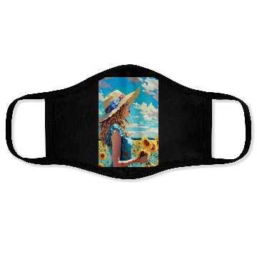 Discover Sunflower girl summer Face Masks