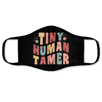 Discover tiny human tamer, Funny Retro Teacher Face Masks