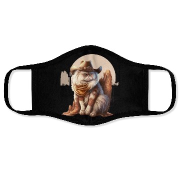 Discover Cat Cowboy Hat meow Cowboy Cat Meme Face Masks
