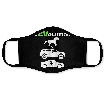 Discover EV rEVolution with GREEN EV Text Horse SUV EV VERT Face Masks