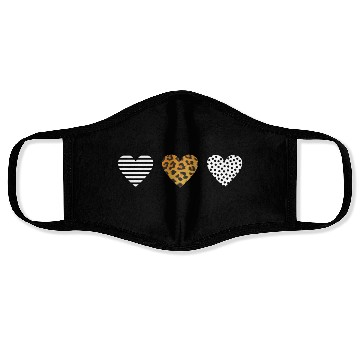 Discover Three Hearts, Leopard Print, Dot, Stripe Face Masks