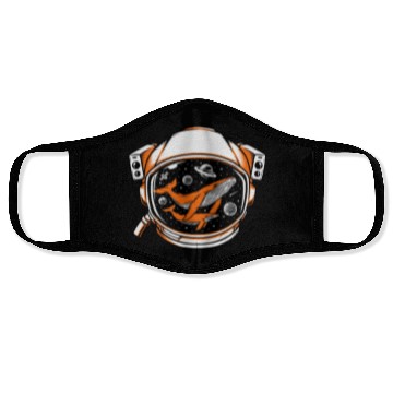 Discover Whales in astronaut helmet orange Face Masks