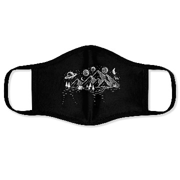 Discover Space and outdoor bison silhouette Face Masks