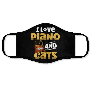 Discover I Love Piano And Cats Musician Pianist Cat Kitty Face Masks