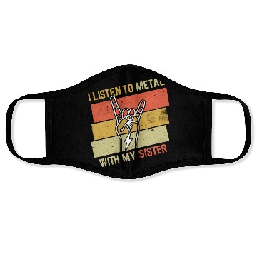 Discover Vintage Metal With Sister Metal Kid Music Lover Face Masks