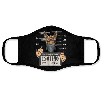 Discover Llama Mug Shot Face Masks
