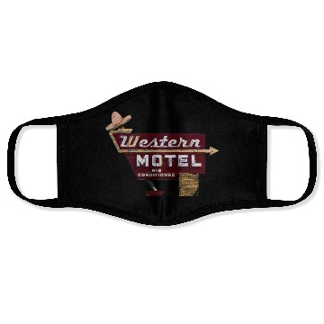 Discover Route 66 Neon Western Motel Bethany Oklahoma Face Masks