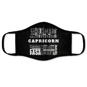 Discover Capricorn Zodiac Star Sign Word Cloud Square Monoc Face Masks