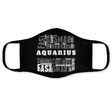 Discover Aquarius Zodiac Star Sign Word Cloud Square Monoch Face Masks