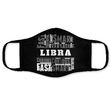 Discover Libra Zodiac Star Sign Word Cloud Square Monochrom Face Masks
