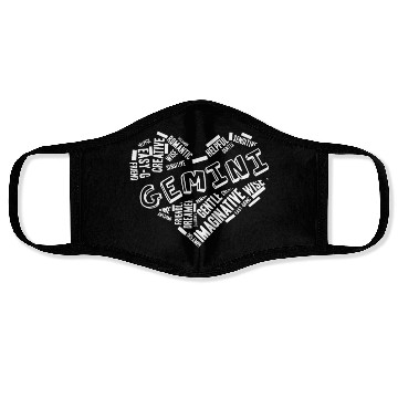 Discover Gemini Heart Word Cloud Doodle Astrology Zodiac St Face Masks