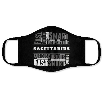 Discover Sagittarius Zodiac Star Sign Word Cloud Square Mon Face Masks