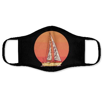 Discover Sunset sailing boat sea waves Sunset sailing boat Face Masks