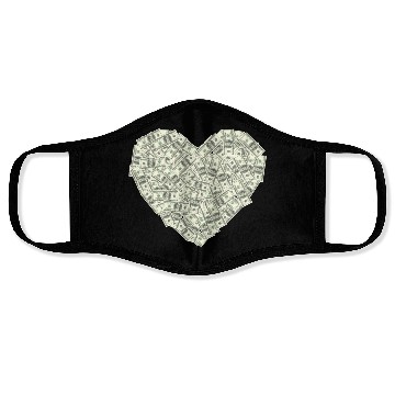 Discover US dollar heart shape, love money Face Masks