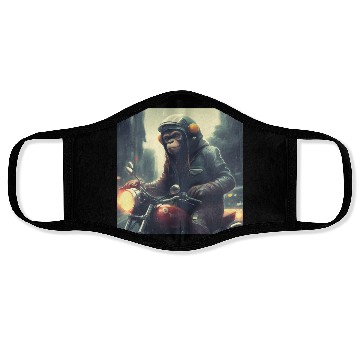 Discover monkey on motorcycle with cool leather jacket Face Masks