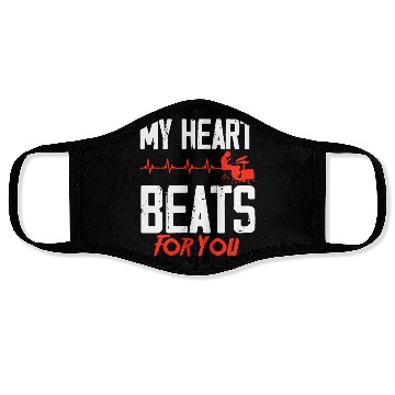 Discover My Heart Beats For You Funny Drummer Gift Face Masks