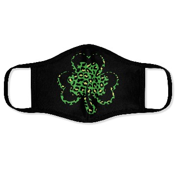 Discover Pattern Leopard Shamrock Saint Patrick Day Face Masks