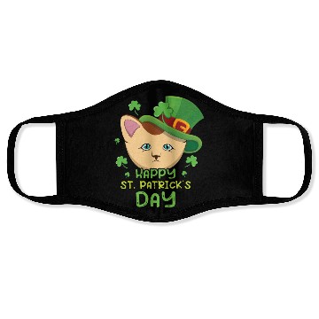 Discover Kawaii Cat Happy Saint Patrick Day Face Masks