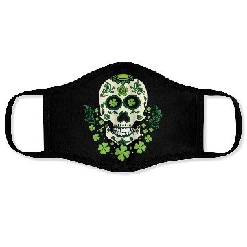 Discover Sugar Bone Skeleton Shamrock Saint Patrick Day Face Masks