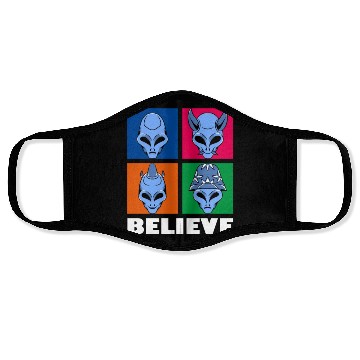 Discover Funny Believe alien square Vintage 70s Alien Lover Face Masks