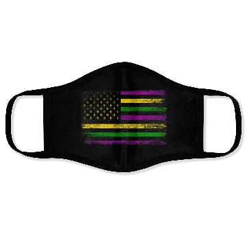 Discover Mardi Gras Flag Green Purple Gold Face Masks