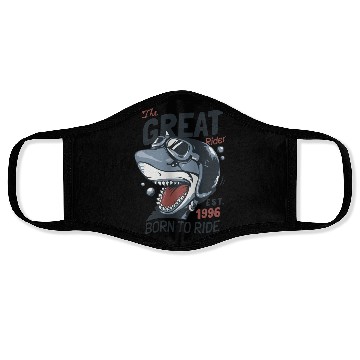 Discover shark ride rider race Face Masks