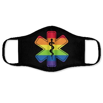 Discover LGBT Caduceus EMT Medical Symbol Face Masks
