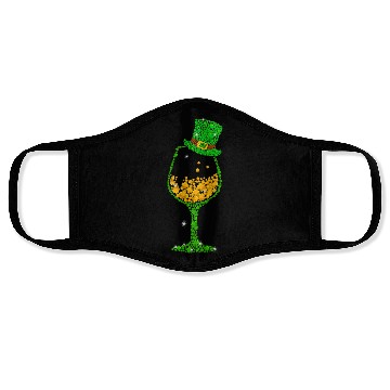 Discover St Patricks Lucky Shamrock Wine Glass Face Masks