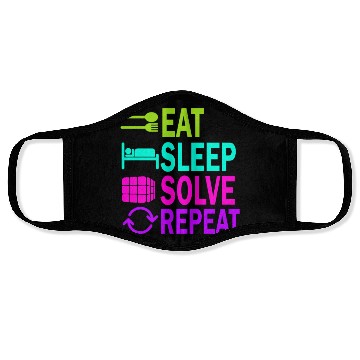Discover Eat Sleep Solve Repeat Math Speed Cubing Genie Face Masks