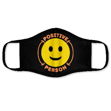 Discover slightly smiling positive person face Face Masks