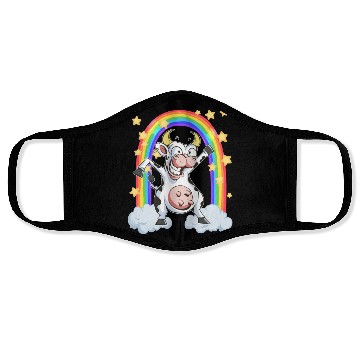 Discover Rainbow cow crazy dancing fun funny Face Masks