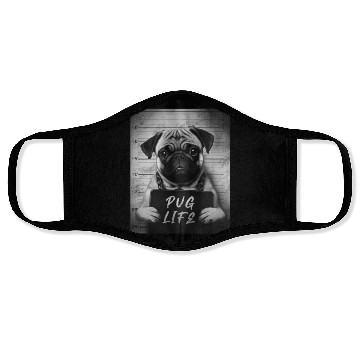 Discover Pug Mugshot - Pug Life Face Masks
