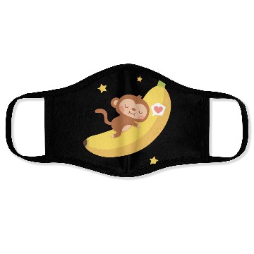 Discover Cute Monkey Hugging Banana Moon Face Masks