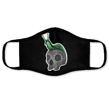 Discover Green Snail on Skull Illustration Face Masks