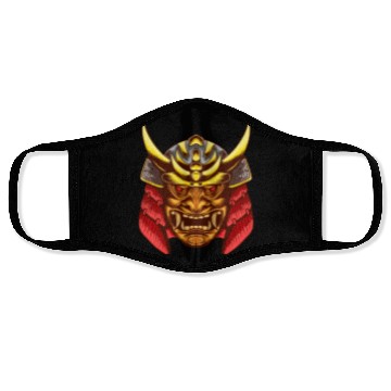 Discover Japanese samurai warrior devil yellow and red mask Face Masks