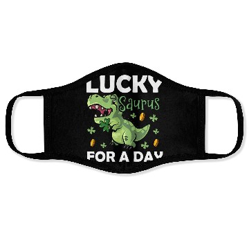 Discover Lucky Saurus For A Day Dinosaur St. Patrick's Day Face Masks