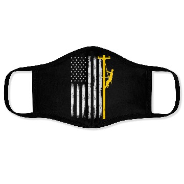 Discover Lineman US Flag Lineworker Patriotic Face Masks