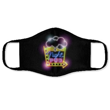 Discover Night Pub Neon Sign Face Masks