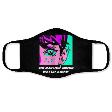 Discover Id Rather Binge Watch Anime Kawaii Japanese Cute J Face Masks