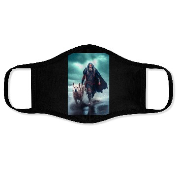 Discover Viking Warrior and Wolf Ultra Realistic Poster Face Masks