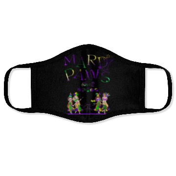 Discover Mardi gras purple and gold cat- teddy bear+sticker Face Masks