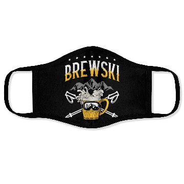 Discover Brewski Beer Drinker Skiing Ice Ski Winter Sport Face Masks