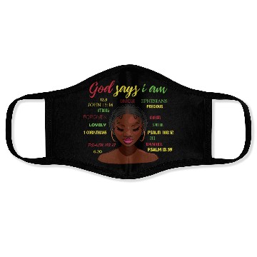 Discover African American Girl God Says I Am Black Pride Face Masks